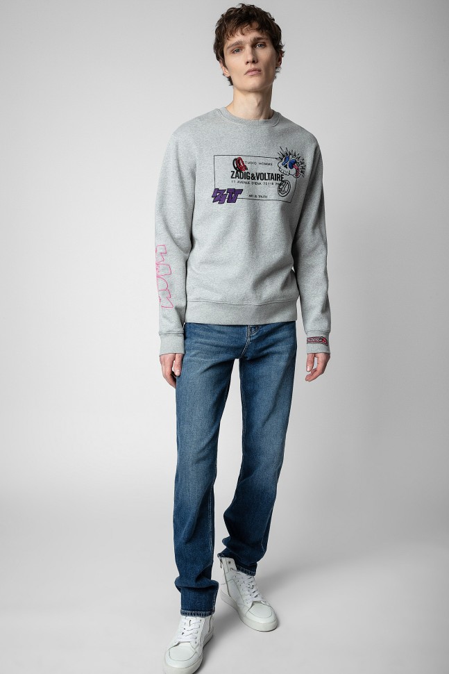 Homme Zadig & Voltaire Sweatshirts | Sweatshirt Simba Blason Gris Chine